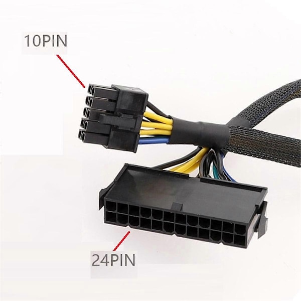 24-nastainen - 10-nastainen adapterikaapeli ATX PSU päävirtalähdekaapeli punottu suojattu kaapeli yhteensopiva Lenovo Moth-Perfet -emolevyn kanssa