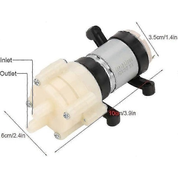 12V mini elektrisk membranvandpumpe - 1,5-2L/min output - perfekt