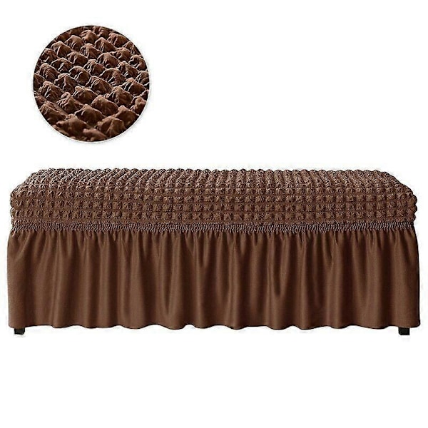 Jacquard-kangas, joustava pitkä penkinpäällinen, pianotuolin päällinen, istuinsuoja - Täydellinen Brown