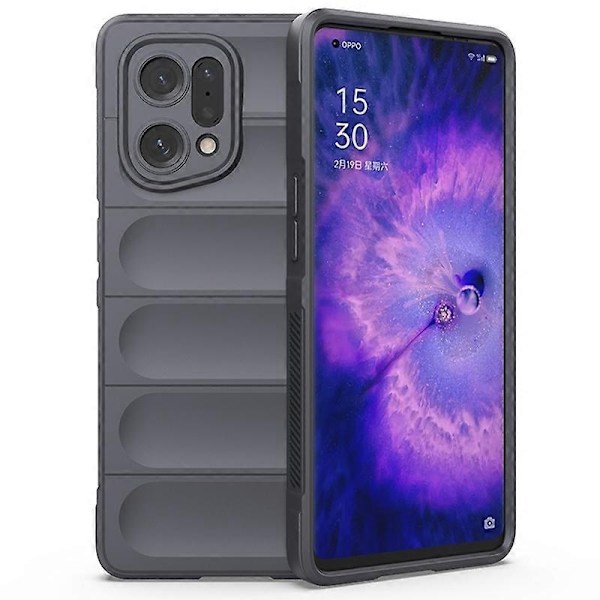 til Oppo Find X5 Stødsikkert Fleksibelt Blødt TPU Anti-slip Kant Mobiltelefon Beskyttelses Robust Bagside - Perfet Dark Grey