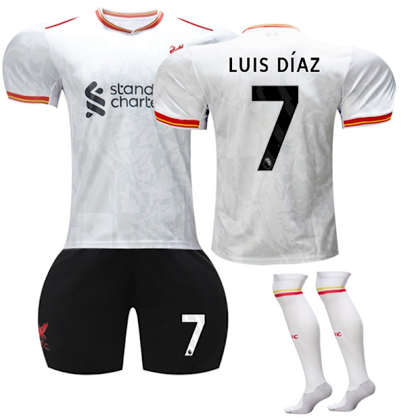 2024-2025 Liverpool FC Bortefotballdrakt for barn med sokker nr. 7 Luis Diaz - Perfekt 18
