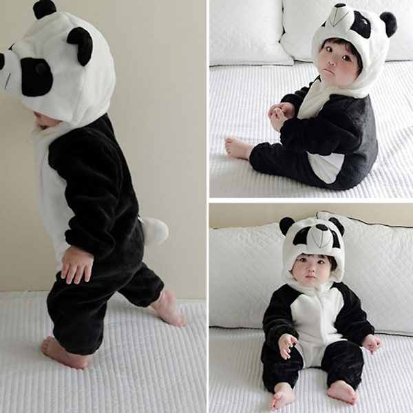 Piirretty eläimen muotoinen pyjama - ainutlaatuinen muoto, löysä pitkähihainen yöpaita makuuhuoneeseen - täydellinen Panda 80cm