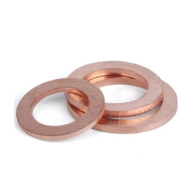 10 stk. M6 M8 M10 M12 M14 M15 M16 M18 M19 M20 tykkelse 2 mm Massiv Kobber Skive Shim Flad Ring Pakningsringe Forsegling Almindelige Skiver - Perfekt M14X18x2mm 10PCS