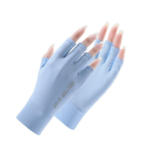 Fingerløse Solhandsker med UPF 50+ UV-Beskyttelse, til Kvinder - Fiskeri, Kørsel, Cykling, Vandreture - Perfekt Blue M