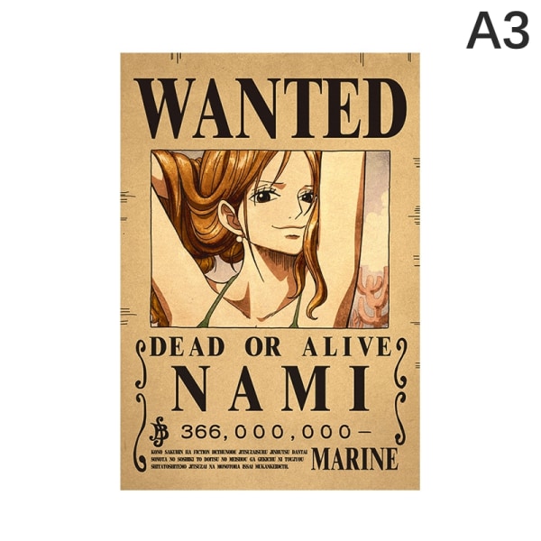 affisch One Piece Wanted Poster Luffy Paper Vintage Poste - Perfet A1