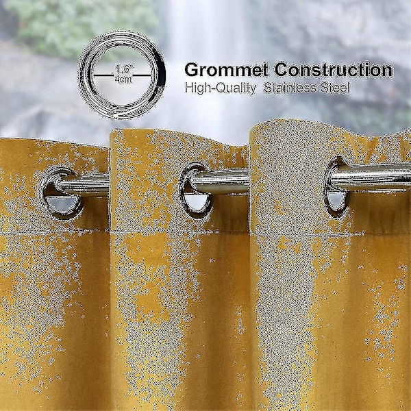 Luksuriøse termisk isolerede gardiner, tykke, solide, effektive mørklægningsgardiner - Perfekt Golden Yellow W 59x H 98 150cm*250cm