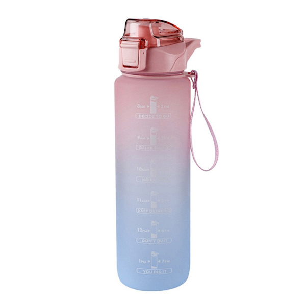 Sports 1000 ml vattenflaska med sugrör för utomhusresor - Perfet Pink