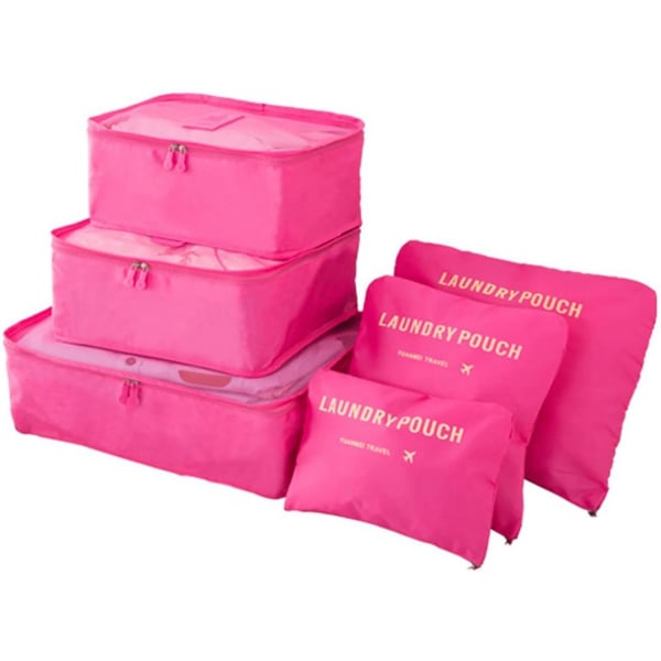 6-paknings koffert Organizer Reiseklær (rosa) - Perfet rose