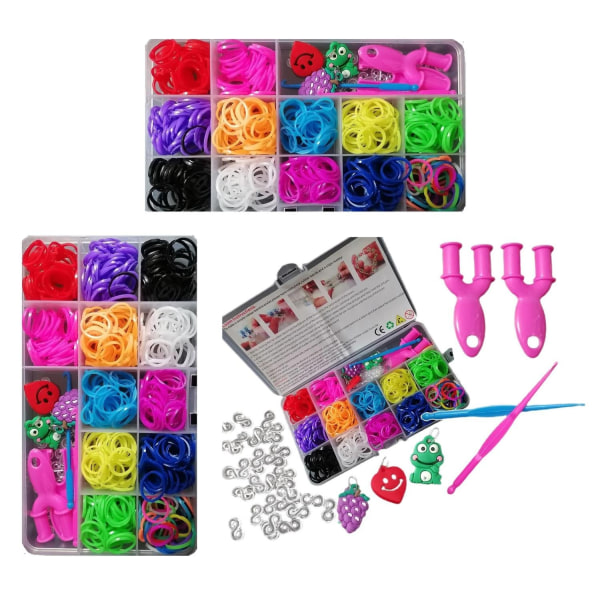 2Pack Loom Bands Kit -pakkaus . Yhteensä n. 1200 osaa - Perfet