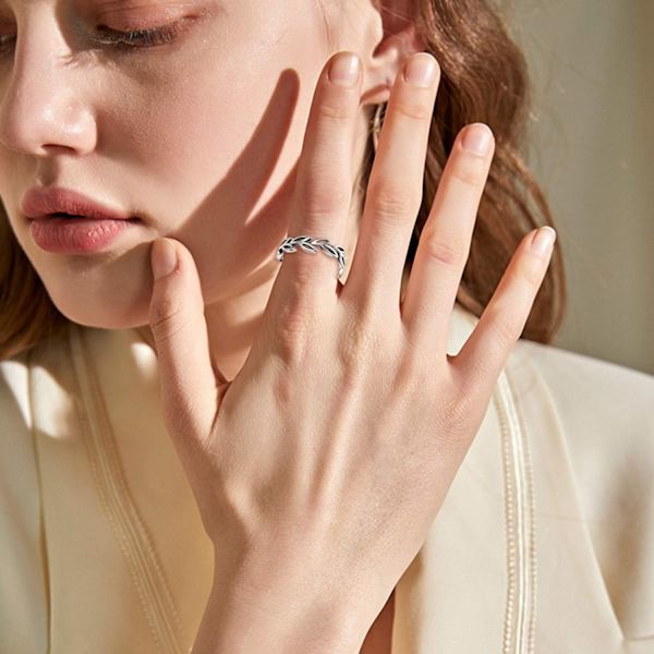 ringer kvinner,Justerbar Bladring Oliven Delt Ring Dame Menn - Perfet
