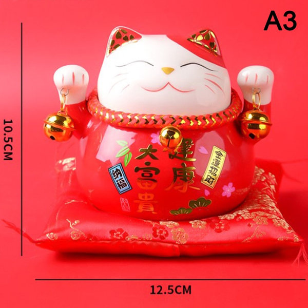 4,5 tum Maneki Neko Porslin Lucky Cat Heminredningsprydnader F - Perfet A3