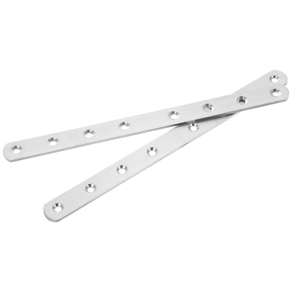 Rustfritt stål flat platebrakettforbindelse Stabilitetsstøtte for innendørs bruk Sølv 24,50X2,00X0,30Cm 2 stk-Perfet