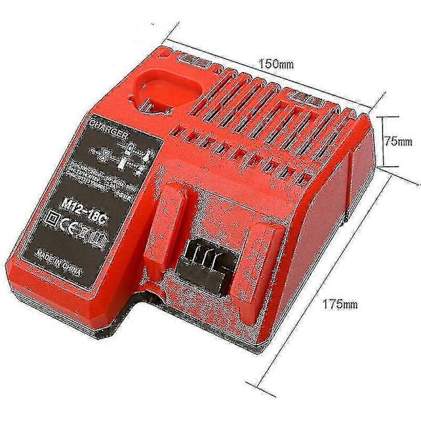M12-18c Li-ion Batterilader Kompatibel med Milwaukee 12v 14.4v 18v C1418c 48-11-1815/1828/1840 M18 M14 M12 Cisea Litiumbatteri-B5-Perfet