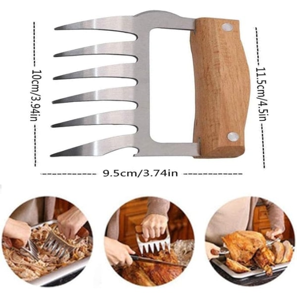 Kødkløer til Pulled Pork Meat Claws BBQ gafler Rustfrit stål - Perfet