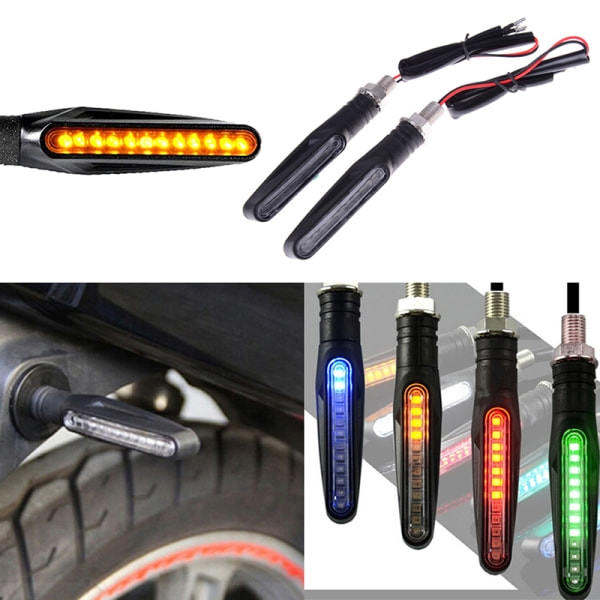 2 Stk. Universal Flydende Motorcykel Gule LED Blinklys - Perfekt