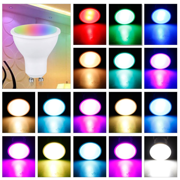 GU10 10W LED-lamppu 2 kpl RGB+ Lämmin valkoinen Kaukosäädin - Perfet