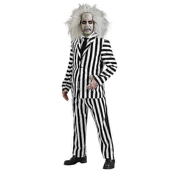 Voksne Beetlejuice Gothic Spøgelses Kostume Cosplay Kostume Halloween Party Karneval Outfit - Perfekt XL