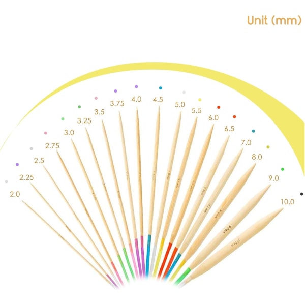 Bambus cirkulære strikkepinde sæt længde 24/31,5/47in 18 Størrelse: 2-10 mm- Perfet