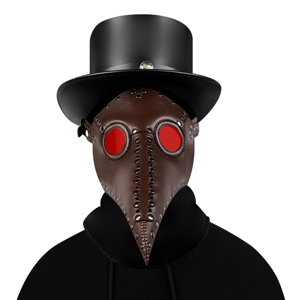Halloween Plague Doctor Mask -asu Lintu pitkän nenän nokan rekvisiitta - täydellinen brown