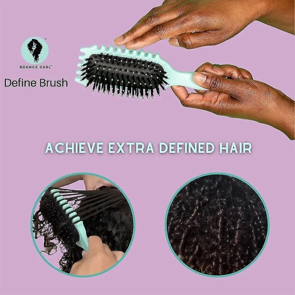 Krøllet hårbørste - Bounce Curl Brush, Definer stylingbørste til at filtre ud, ornebørste hårbørste stylingbørste - Perfet Grön