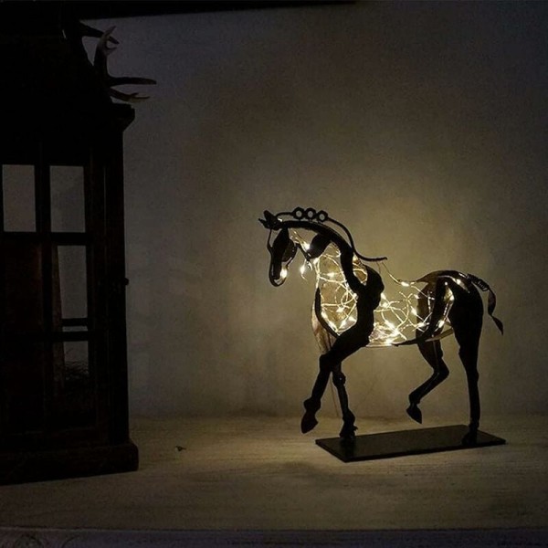 Metallihevosveistos Adonis Ornament Decoration, 3D Käsintehty harjakattoinen hevonen, Maalaismainen seisova Cowboy-hevospatsas, Ratsastuslahja - Perfet