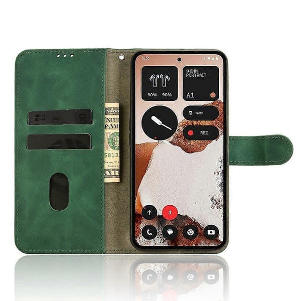 Kompatibel med Nothing CMF Phone 2 Pro Läderfodral Hudkänsla Anti-fall Plånbok Flip Telefonfodral - Perfekt Green