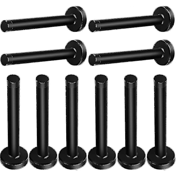 Dørstoppere, 15 cm lang dørstopper, veggmontering, kraftig solid svart dørstopper børstet rustfritt stål med myke gummistøtfangertupper - Perfekt black 6 Inch*10