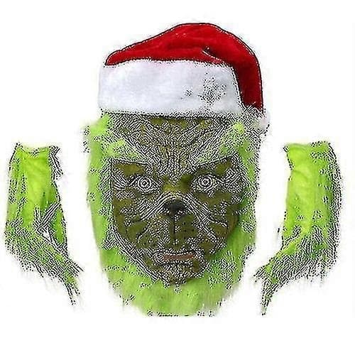 Grinch-dräktset, lämpligt för julrollspel, vuxen tomtekostymset - Perfekt Mask only M