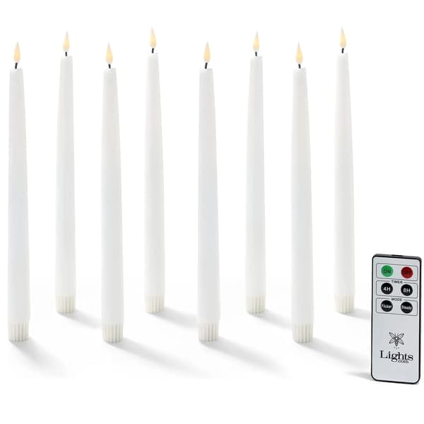 Flameless LED Koniska Ljus Set med Fjärrkontroll - 8-pack white