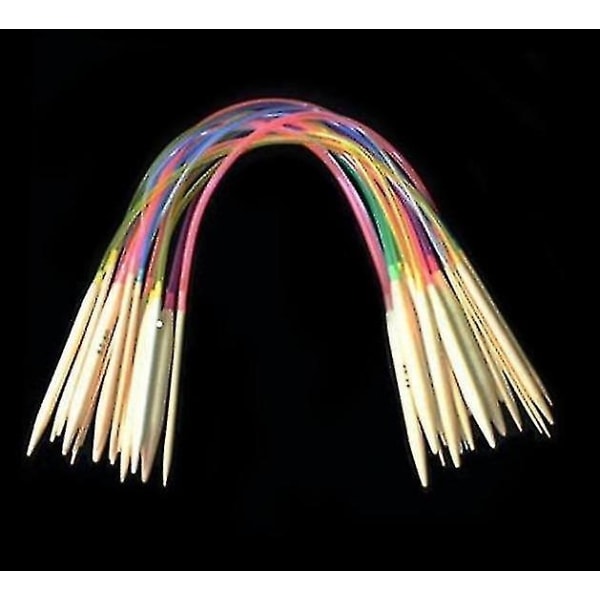 Flerfargede rørformede strikkepinner - Bambus Circular Crochet Set - Perfet 40CM