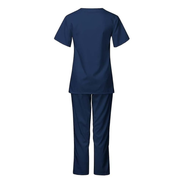 Unisex Doctor Top & Pants Scrub Set Hammaslääkäripuku lääketieteelliseen käyttöön - Perfet Navy Blue M