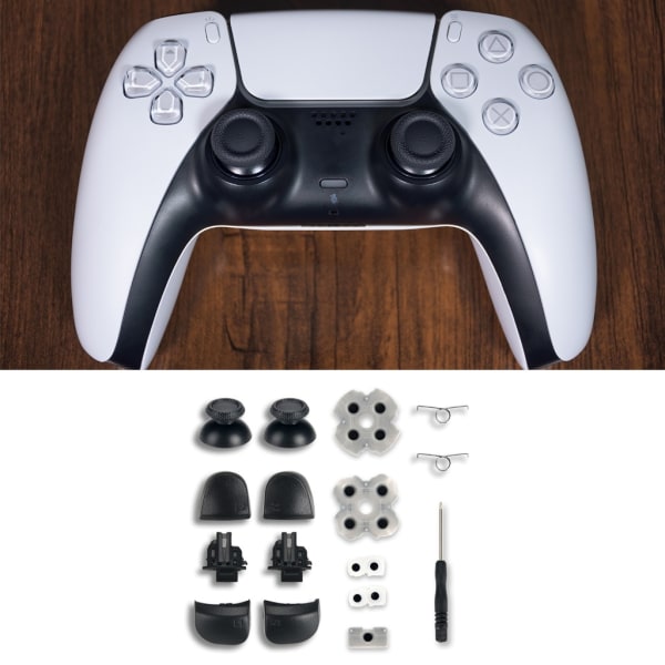 för PS5-kontroller L1-R1 L2-R2 Trigger-knappar 3D-Analog Stick + ledande gummiknappsskruvmejsel Reparationssats Hållbar - Perfet