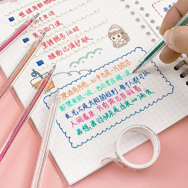 Gel Pen Sæt Glitter Gel Penne Voksen Malebog Journaler Pen - Perfet 18 colors