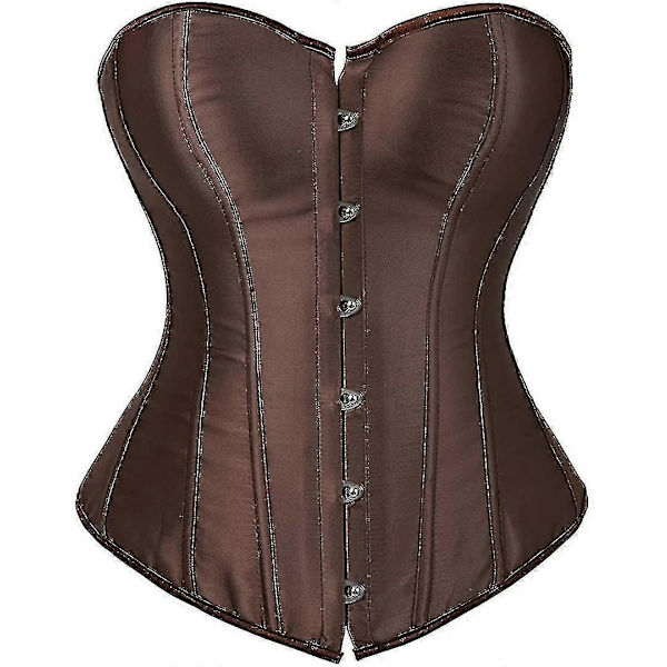 Naisten Bustier-korsetti Yläosa Seksikäs Alusvaatesetti Musta Satiini Vyötärön Kiristäjä-Täydellinen Coffee Xx-large