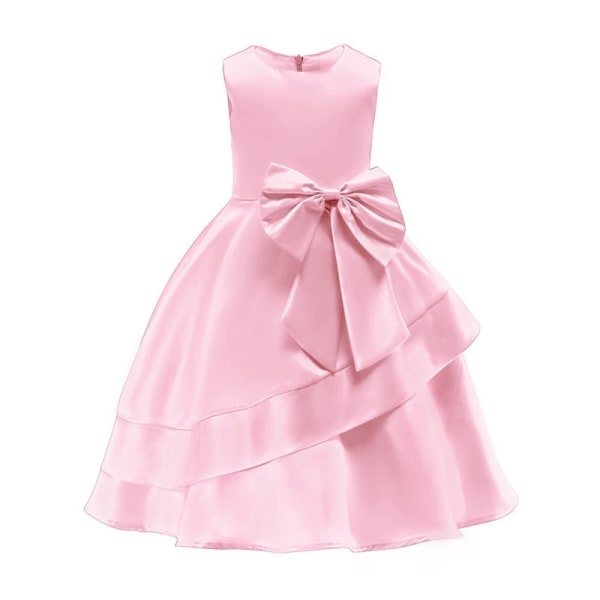 Kid Girl ærmeløs balkjole med stor - Perfet pink 4-5Years