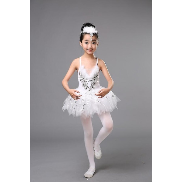 Professionel White Swan Lake Ballet Tutu kostume piger børn ballerina kjole børn ballet kjole dansetøj piger dansekjole - perfekt colour 1 110cm