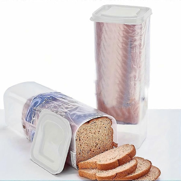 Brødkasse med stor kapacitet og lækagesikkert låg - Stabelbar køkkenorganisator til opbevaring af brød, toast og korn - Essentielt køkkentilbehør - Perfekt White