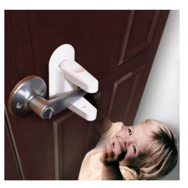 Dörrstopp för barn - Lås Handtag / Dörr - Säkerhet - Perfet white