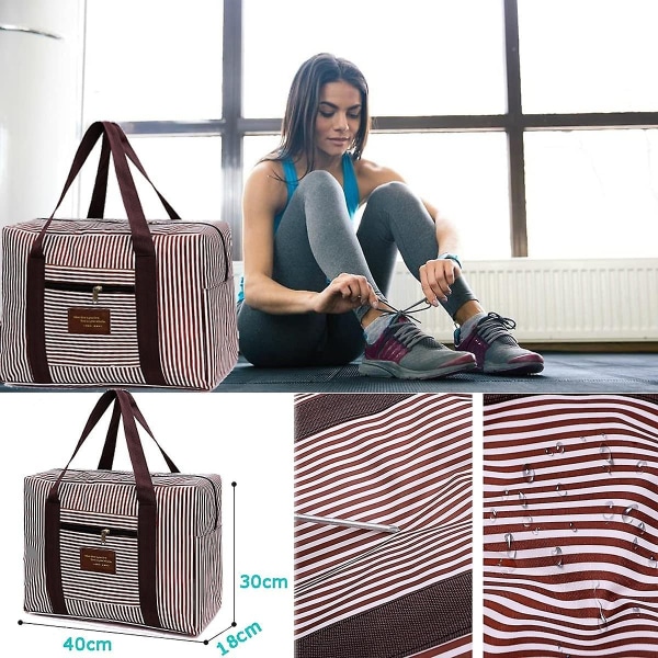 Ultralett nylon reiseveske Sammenleggbar koffert Fly vanntett oppbevaringsveske reiseveske (brun) - Perfet