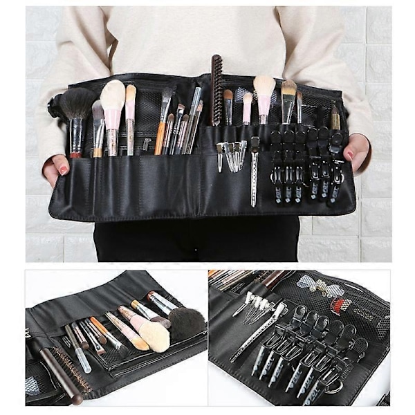 Kosmetiktaske Makeupbørste Taljeholder Multi Lommer Make-Up værktøj Taljetaske med Justerbart Bælte-Perfekt