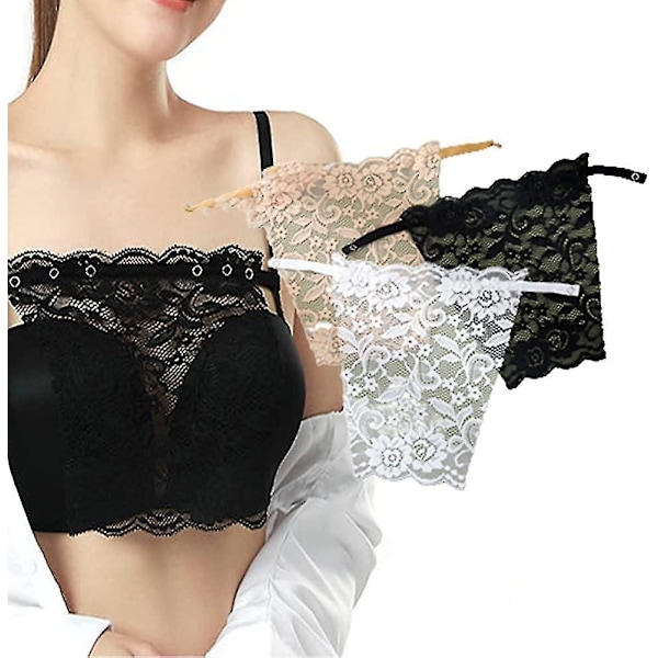 3 st Dam Spets Anti-Titt Osynlig BH Underkläder Sekretess Clip-On Mock Camisoles Urringningsinsats Väst-Perfet