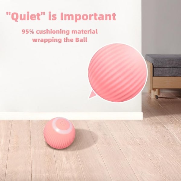 Intelligent interaktiv kattelegetøjsbold, USB-opladning automatisk rullende bold, stimulerer kattesjov pink