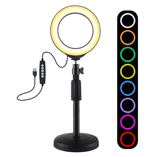 LED-rengaslamppu / Ring Selfie -lamppu / Pöytäteline - 12 cm - Perfet
