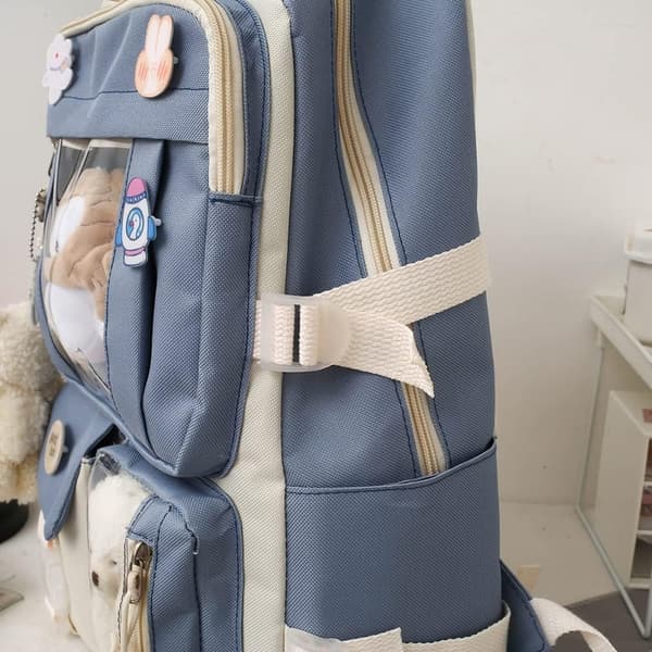 Canvas skolväska kombinationsset, kawaii skolväska blå - Perfet blue
