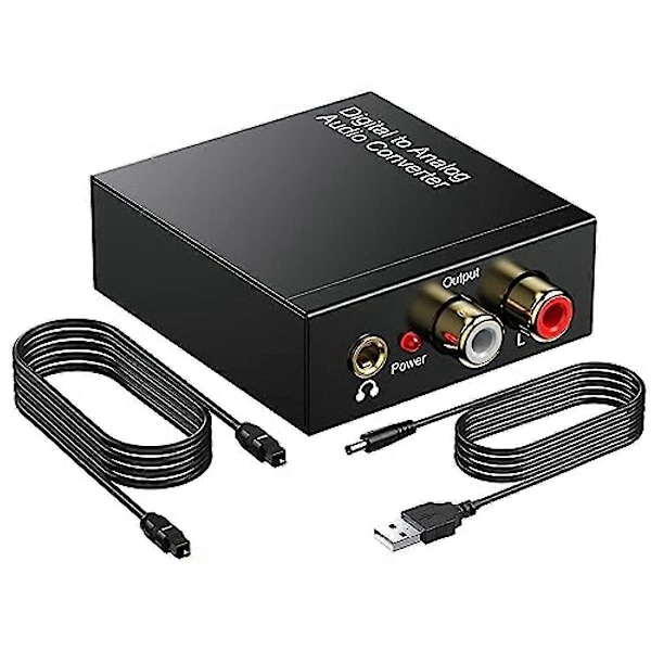 DAC 192kHz Digital till Analog Ljudkonverterare, Toslink Optisk till 3,5 mm Adapter för PS4 HD DVD Hembiosystem - Perfekt