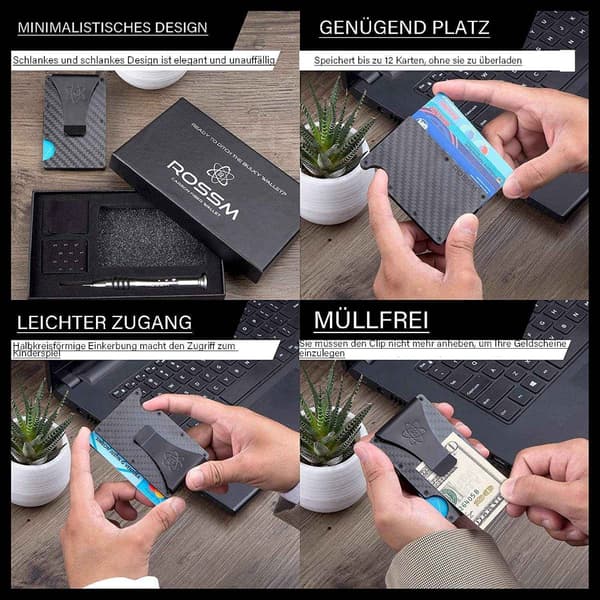 Herrepung med RFID-beskyttelse, herrekortholder lavet af kulfiber - Perfet
