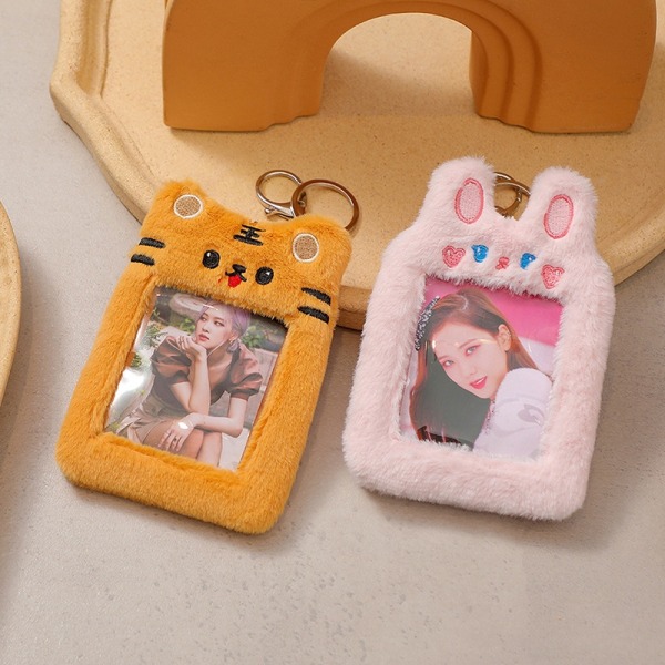 Bear Plush Photocard Holder Photo Keychain Bag anheng - Perfet Yellow