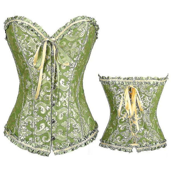 Tube Top Jacquard Gotisk Palads Korset Vest Shapewear Korset-Perfet Green XXXXL