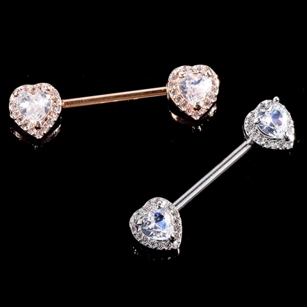 1 st kirurgiskt stål skivstång Crystal Heart Nippel Ring Helix Pier - Perfet Rose Gold