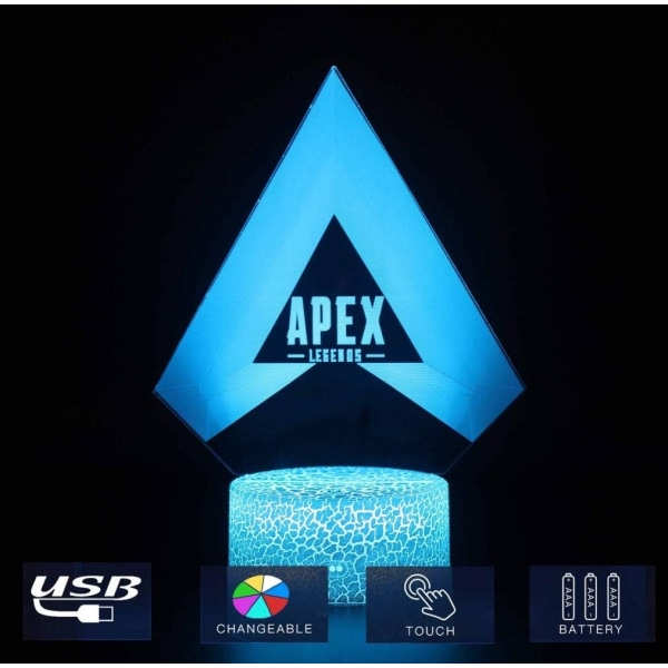 Apex Legends 3D Night Light, LED Colorful Touch Remote Contr - Perfet